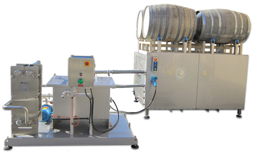 Water saving solution for wine barrel washing